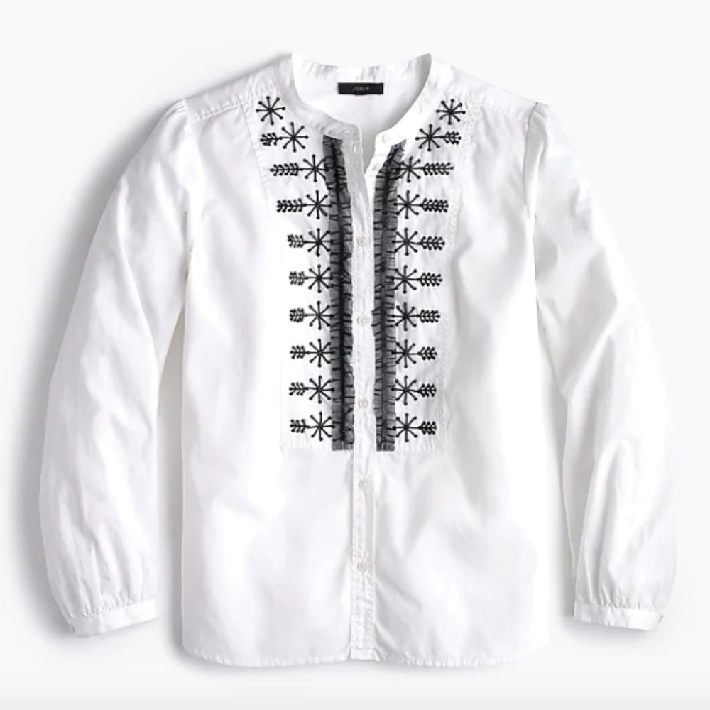 J.Crew Embellished button-up shirt in white poplin